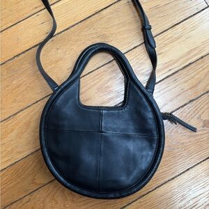 Anthropologie Black Leather Circle Bag